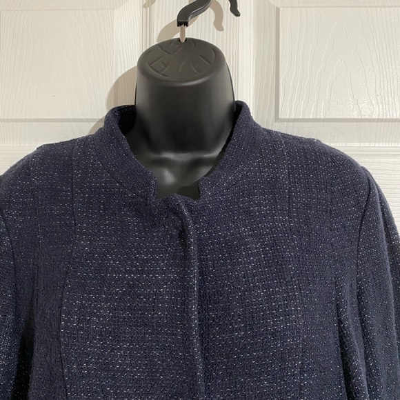 Eileen Fisher Navy Blue Linen Blend Jacket Sz S - Picture 5 of 12